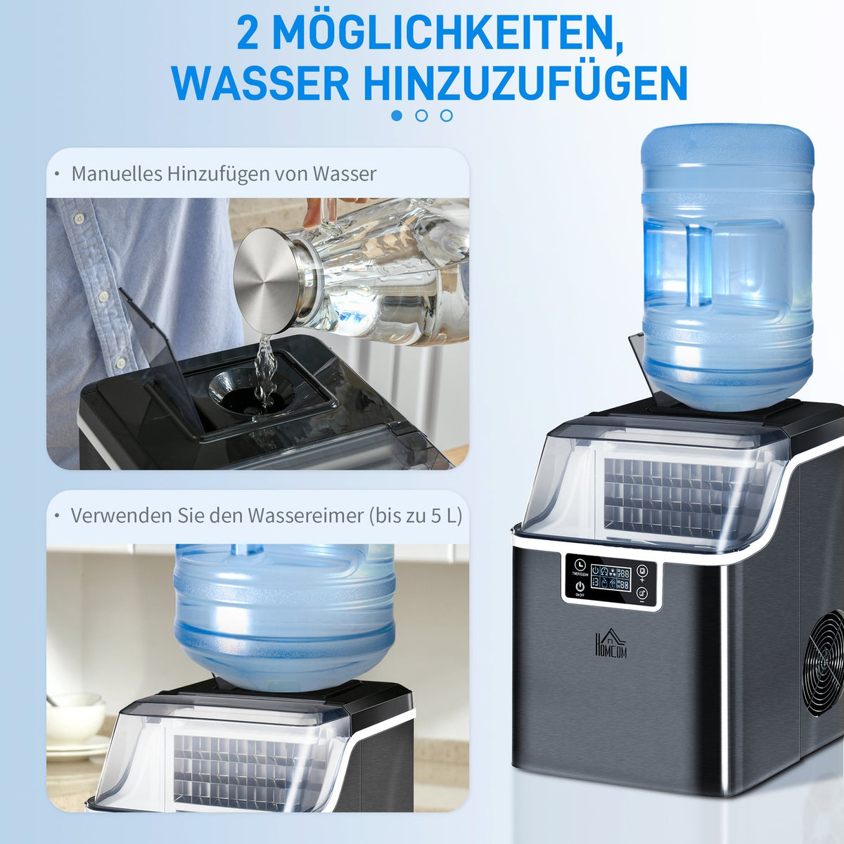 Ice Cube Machine 20 Kg/24H 2.3 L Ice Cube Maker With 3.2 L Water Tank Display Ice Cube Maker Machine - Self-Cleaning Black