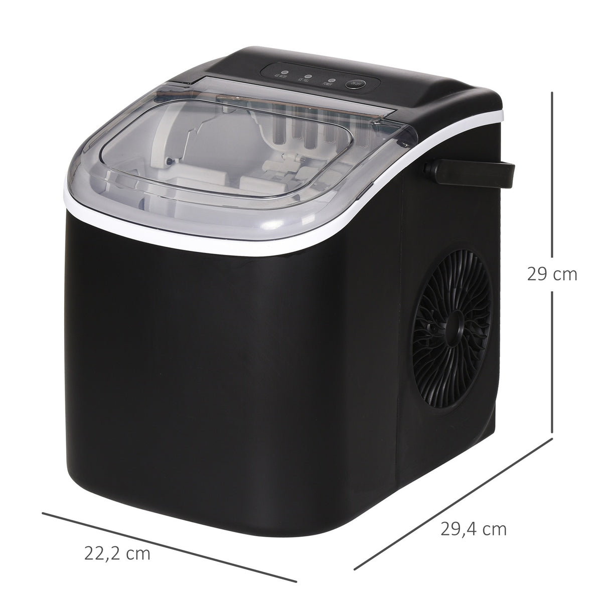 Ice Cube Machine Ice Cube Maker 9 Cubes Ready In 6-12 Minutes, 12 Kg/24 H, Water Station With 1.3 L Water Tank, Black