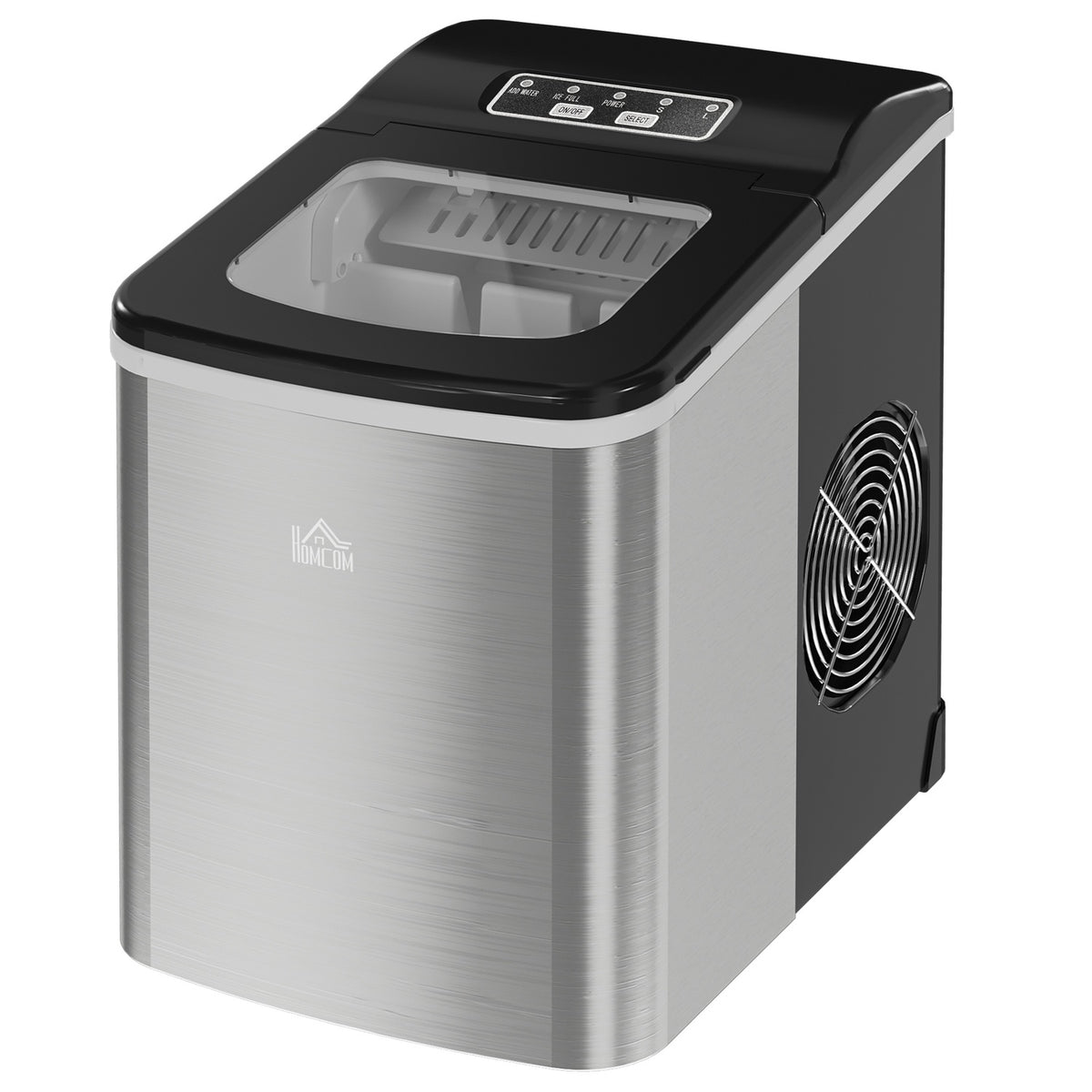 Ice Cube Machine Ice Cube Maker 9 Cubes Ready In 8 Minutes, 12 Kg In 24 Hours, Self-Cleaning Portable Ice Maker, Black