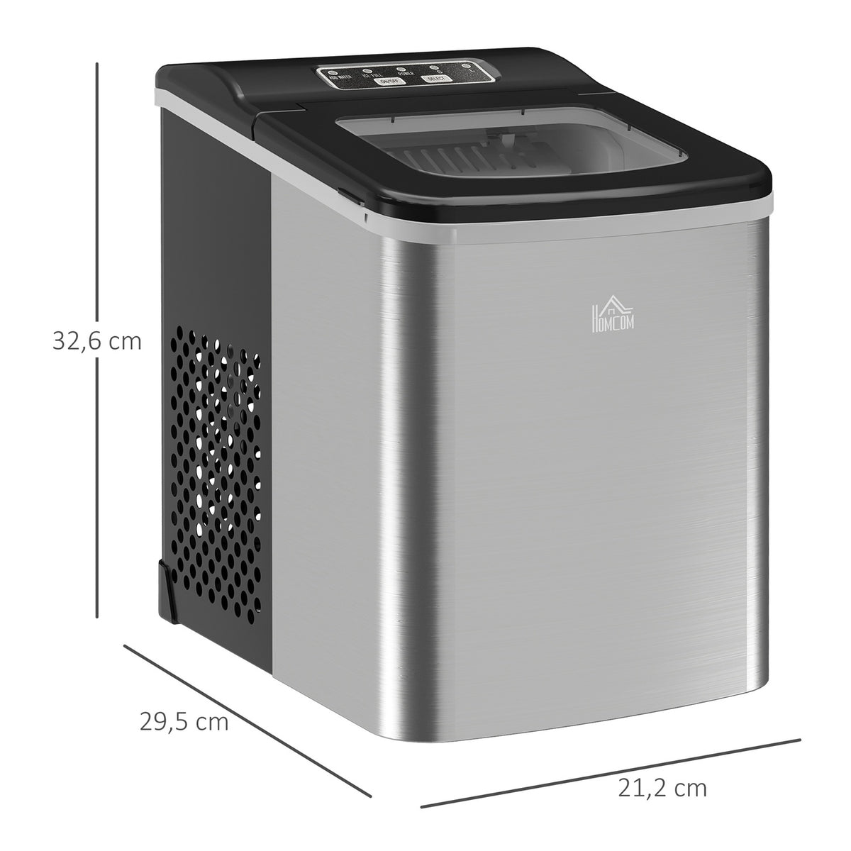 Ice Cube Machine Ice Cube Maker 9 Cubes Ready In 8 Minutes, 12 Kg In 24 Hours, Self-Cleaning Portable Ice Maker, Black