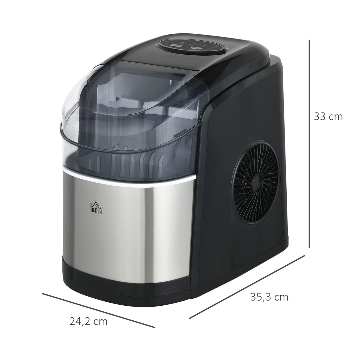 Ice Cube Machine, Ice Maker, 12Kg/Day, 9 Pieces/6-12 Minutes, 1.8L Ice Cube Maker With 1.7L Water Tank, 2 Ice Cube Sizes, Ice Scoop