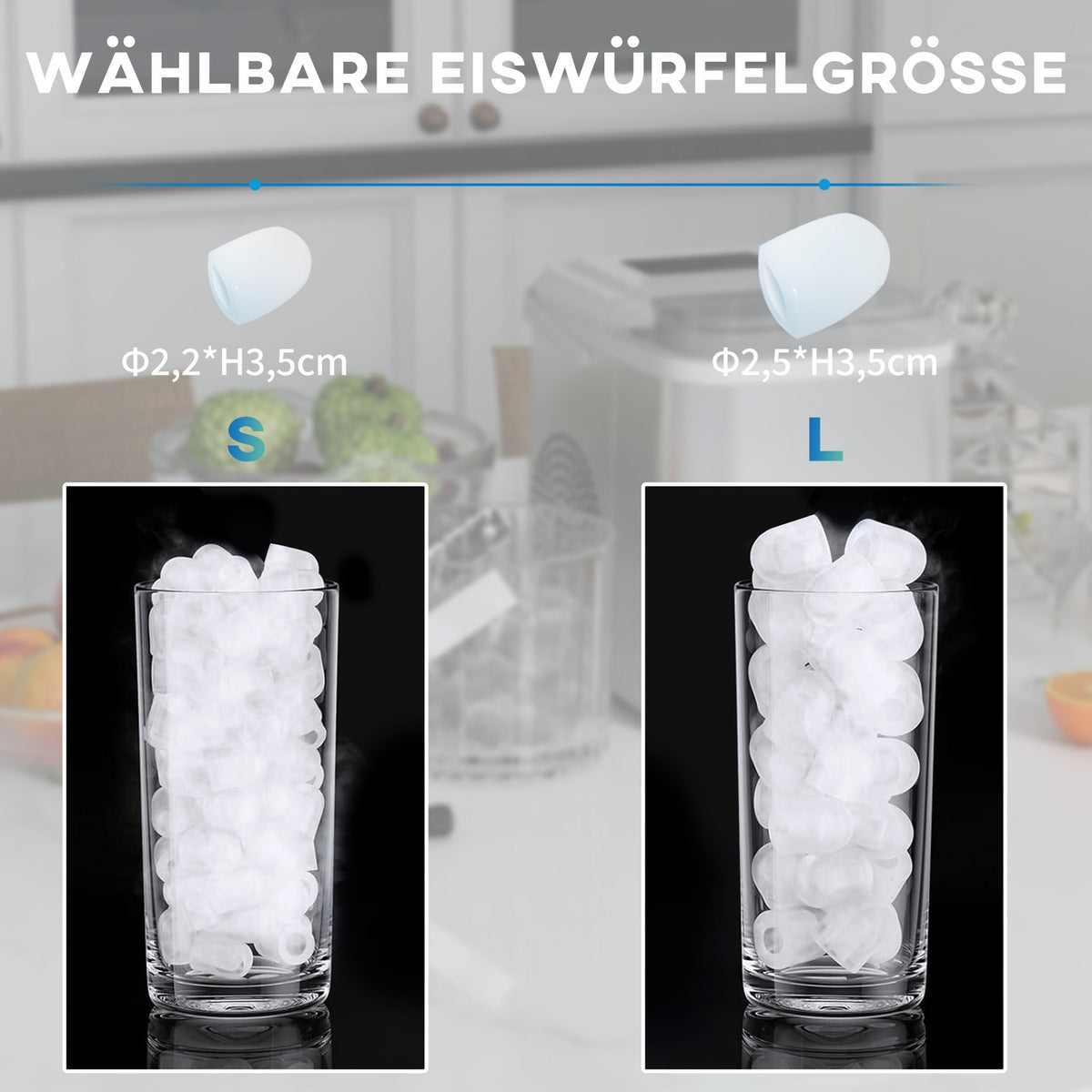 Ice Cube Machine Ice Maker 9 Cubes Ready In 6-13 Minutes, 12 Kg In 24 Hours, Self-Cleaning Ice Cube Maker With Shovel, White