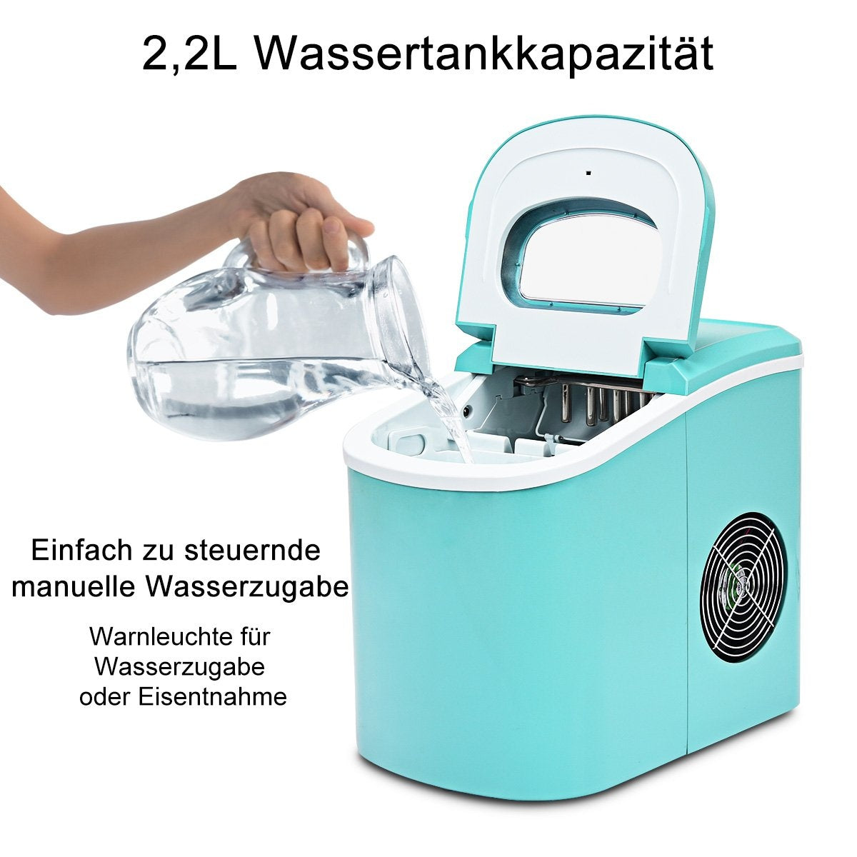 Ice Maker Machine Portable Ice Machine with 2.2L Water Tank 24 x 33 x 36 cm Green