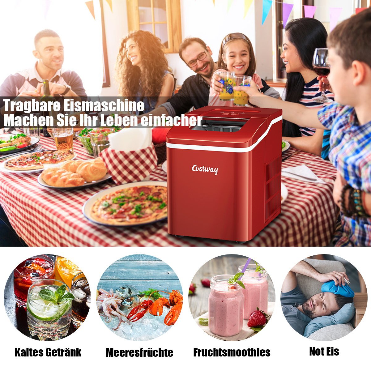Ice cube machine ice cube maker ice maker ice machine ice maker machine color choice red