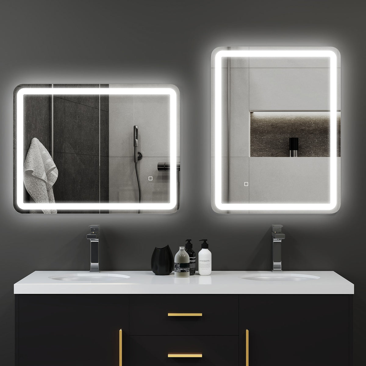 Illuminated Bathroom Mirror, Touch Control, Anti-Fog, 70x90 cm