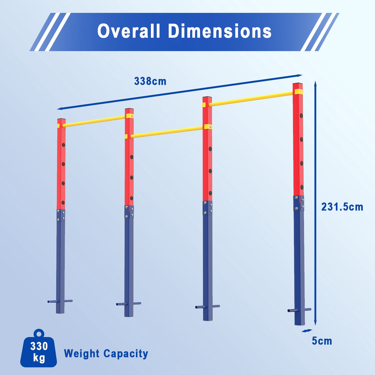 In-Ground Pull Up Bar, 5 Heights, Galvanized Steel