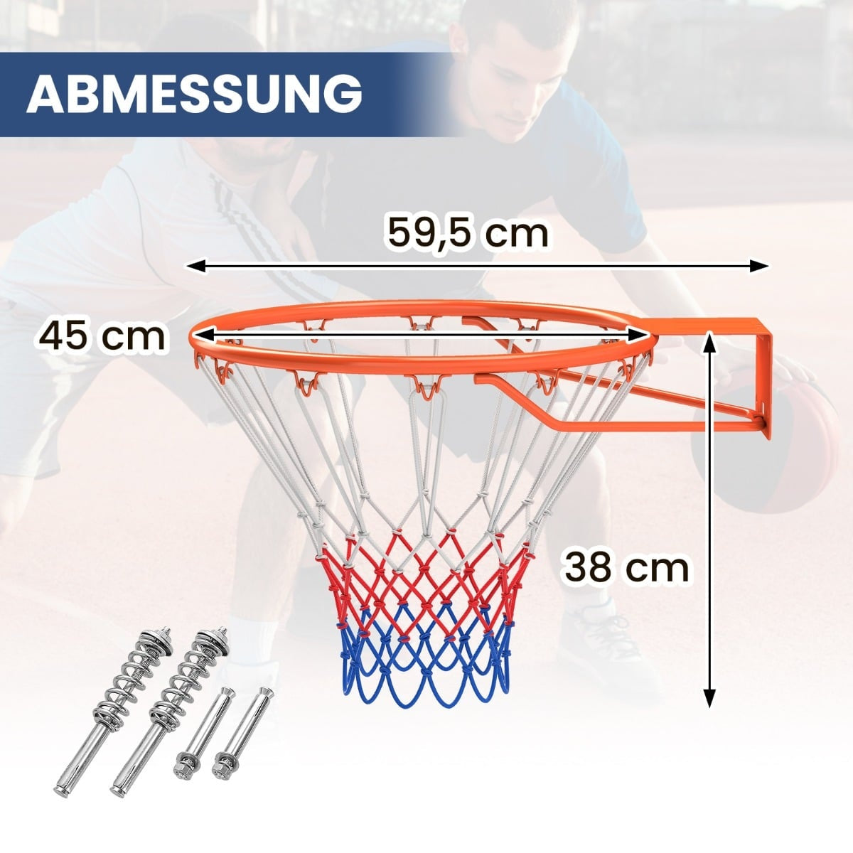 Indoor Basketball Hoop – 45cm Ring, Wall Mount, Orange