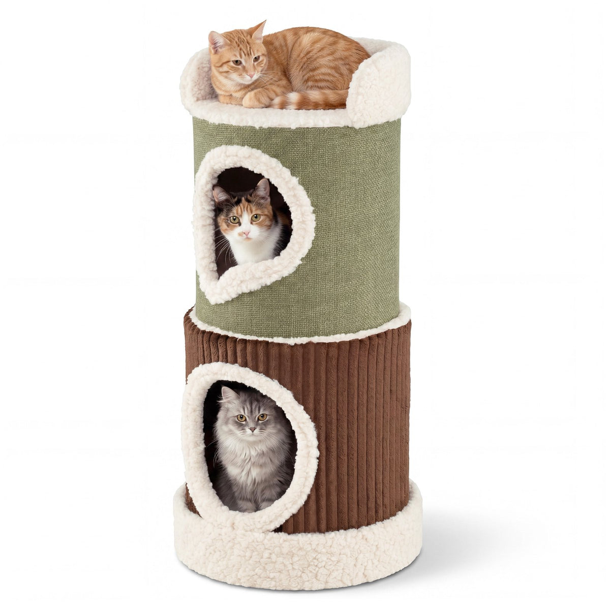 Indoor Cat House With Top Perch, Double Condos