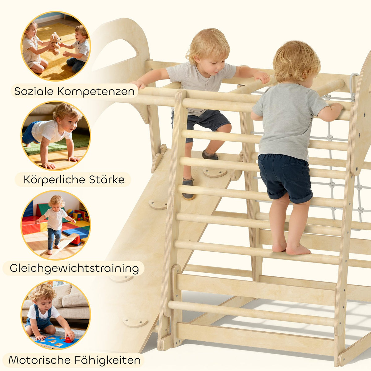 Indoor Climbing Gym, 6-in-1, Slide & Climbing Wall, Ages 3-6
