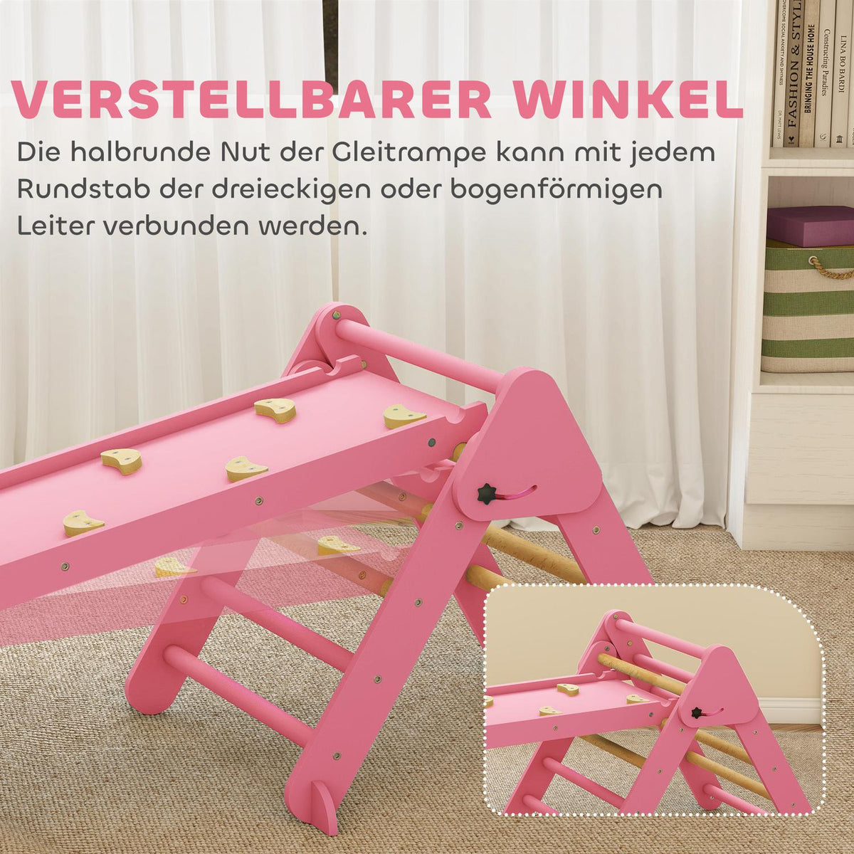 Indoor Climbing Set, 7-in-1 Foldable Triangle with Slide