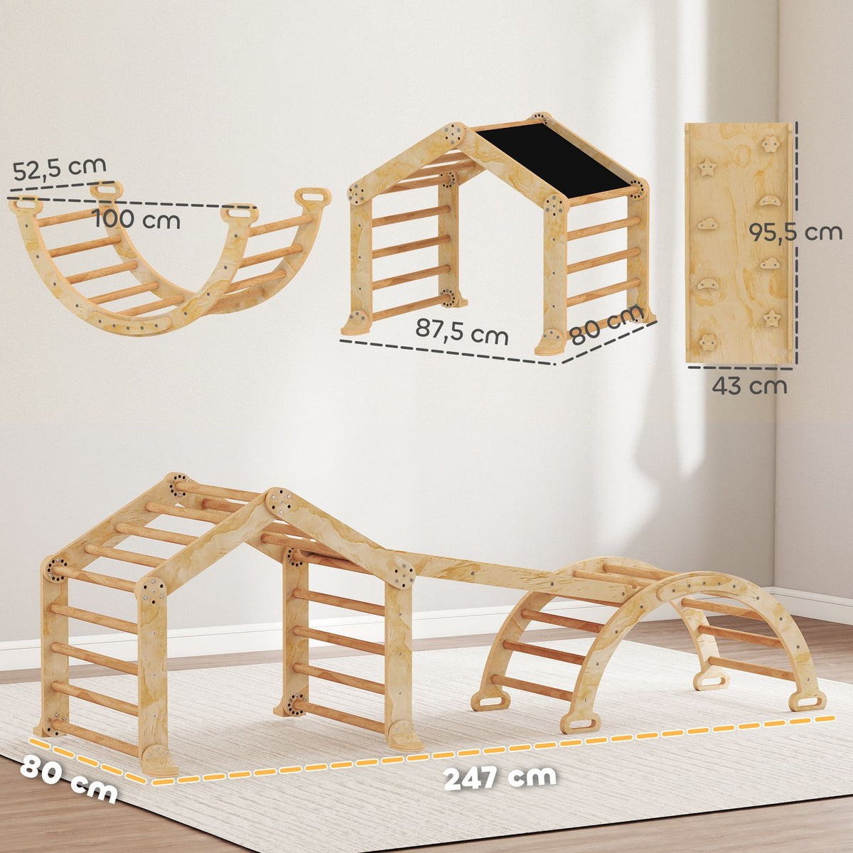 Indoor Climbing Set for Toddlers – 9-in-1 Wooden Play Gym
