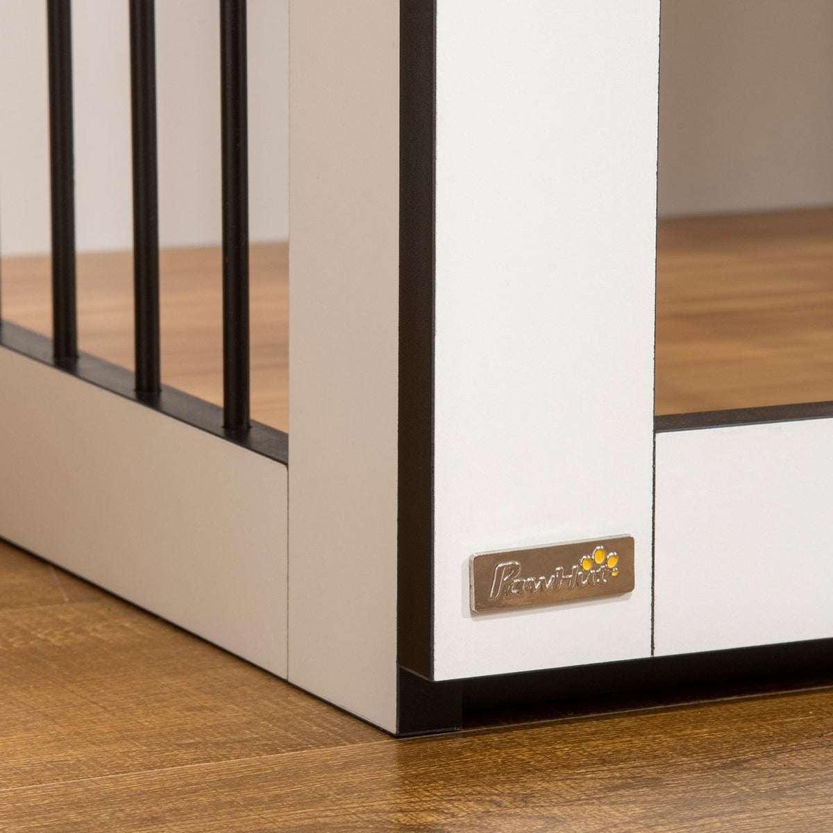 Indoor Dog Cage Pet Cage For Small/Medium Dogs, Chipboard, Dark Walnut+White, 106X60X76Cm