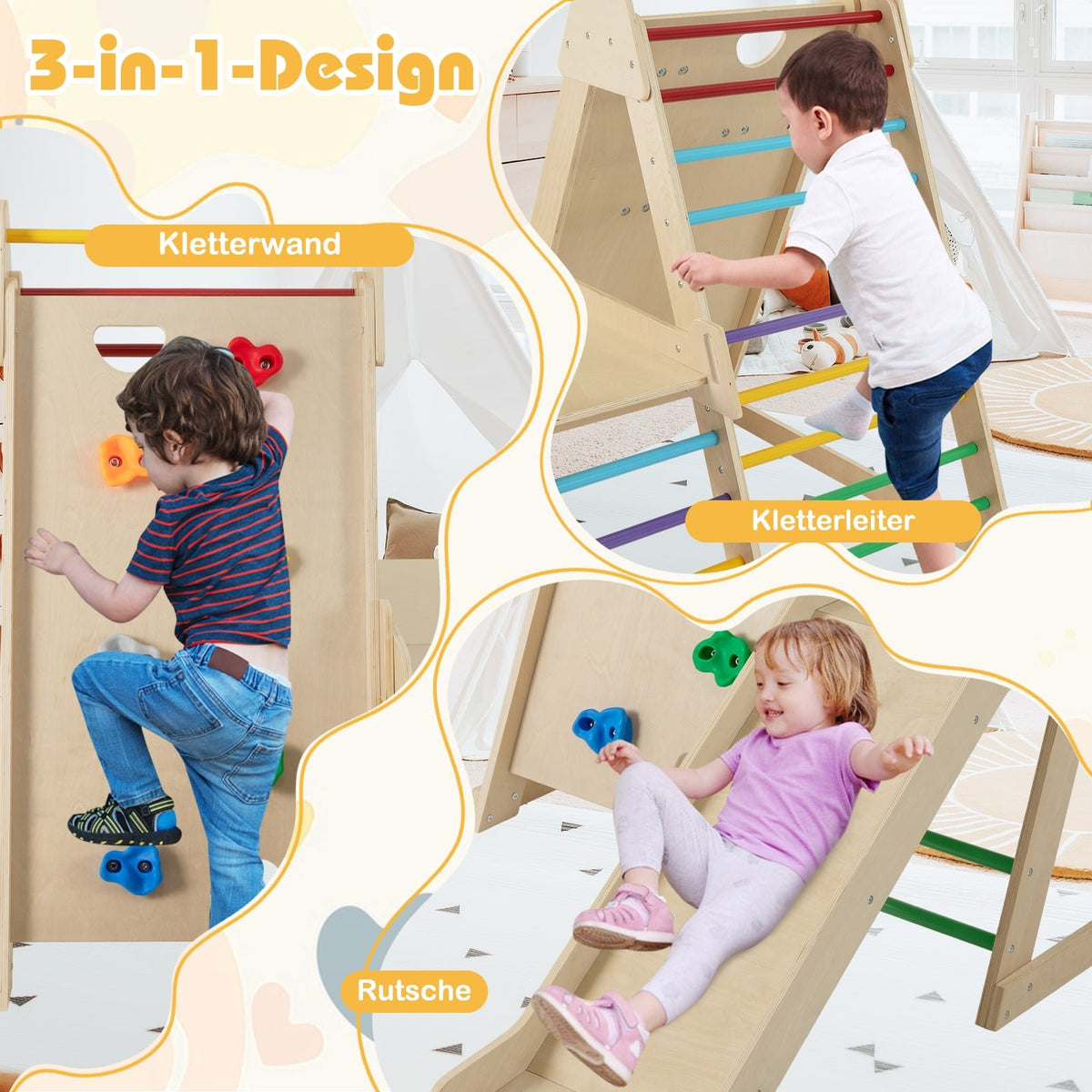 Indoor Jungle Gym with Slide and Climbing Ladders