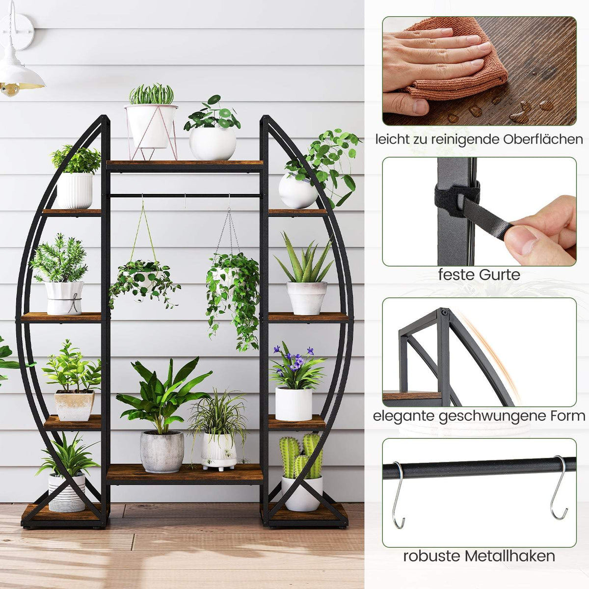 Indoor Plant Stand with Grow Lights, 10-Tier Metal Shelf