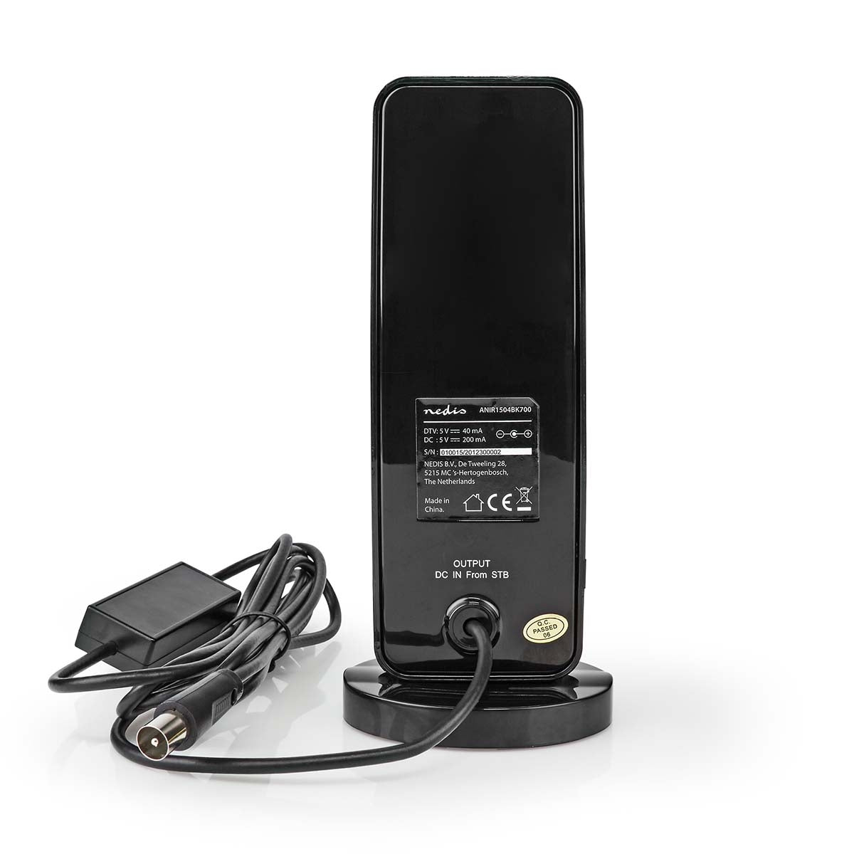 Indoor antenna | Active | FM / UHF / VHF | Reception area: 0-15 km | LTE700 | Gain: 28 dB | ABS | Black
