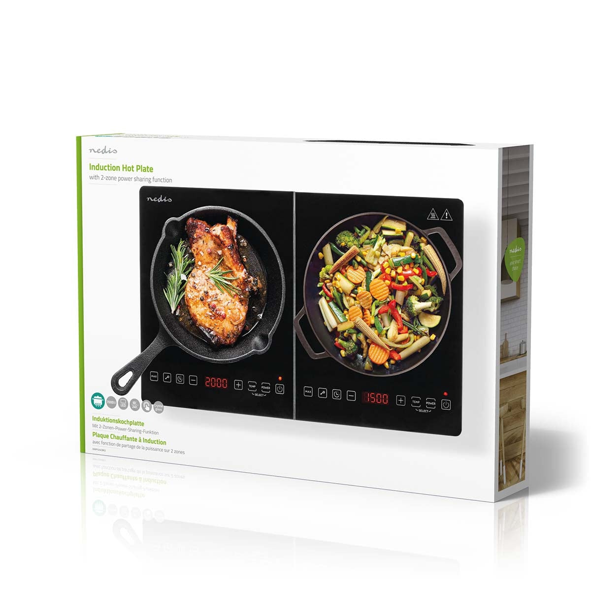Induction Cooker | Cooking zones: 2 | 3500 W | Overheating protection | Black | Timer | Turbo action | Child lock