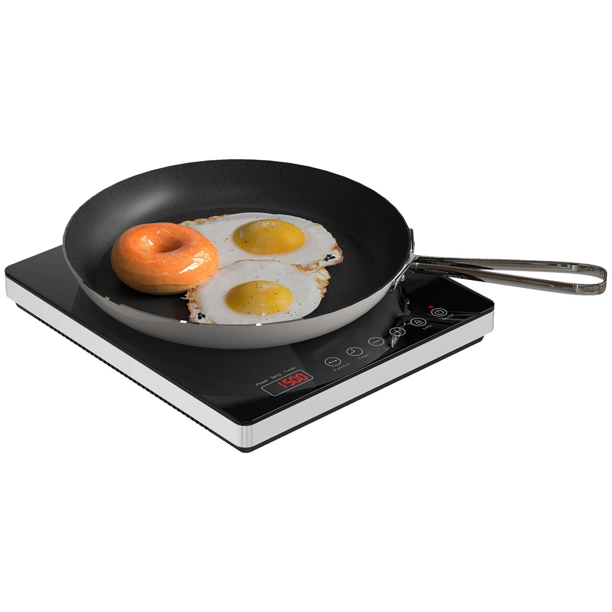 Induction hob hob 1 plate, portable induction hob with 10 power levels and temperature levels, 2000 W, timer, child safety lock, black