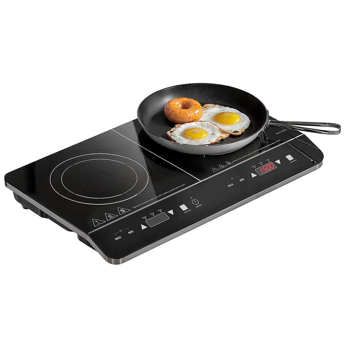 Induction hob hob 2 plate portable induction hob with 8 power levels and 10 temperature levels, 3500 W, child lock, timer, black |