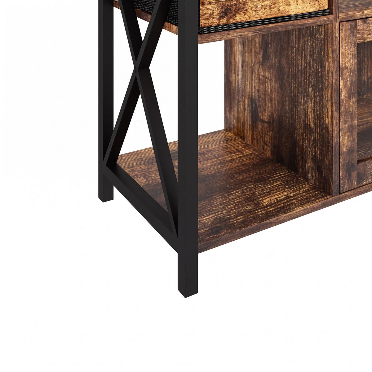 Industrial Black TV Stand with Storage, 180 cm