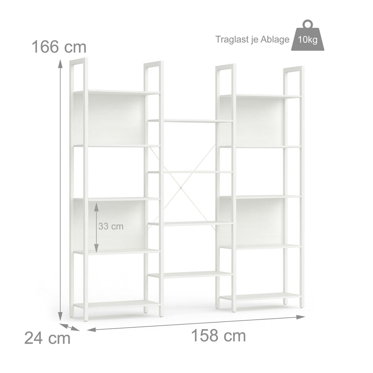 Industrial Bookshelf, 14-Tier Storage Shelves