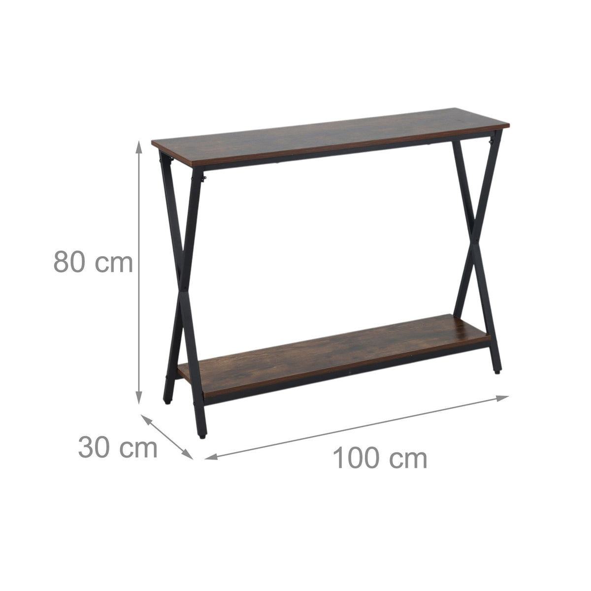 Industrial Console Table, 2-Tier, Metal Frame
