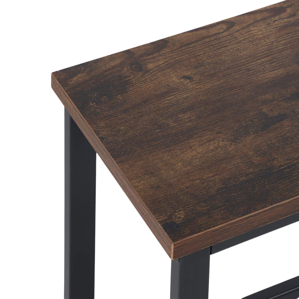 Industrial Console Table, 3-Tier Wood Shelves