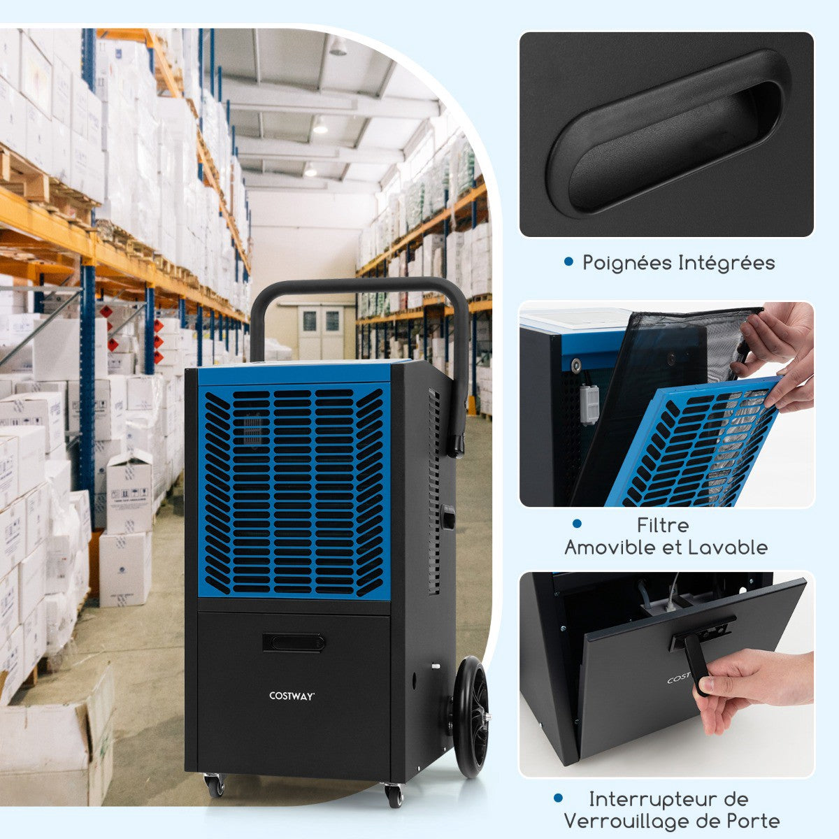 Industrial Dehumidifier 66L/Day, Pump, 418 m²