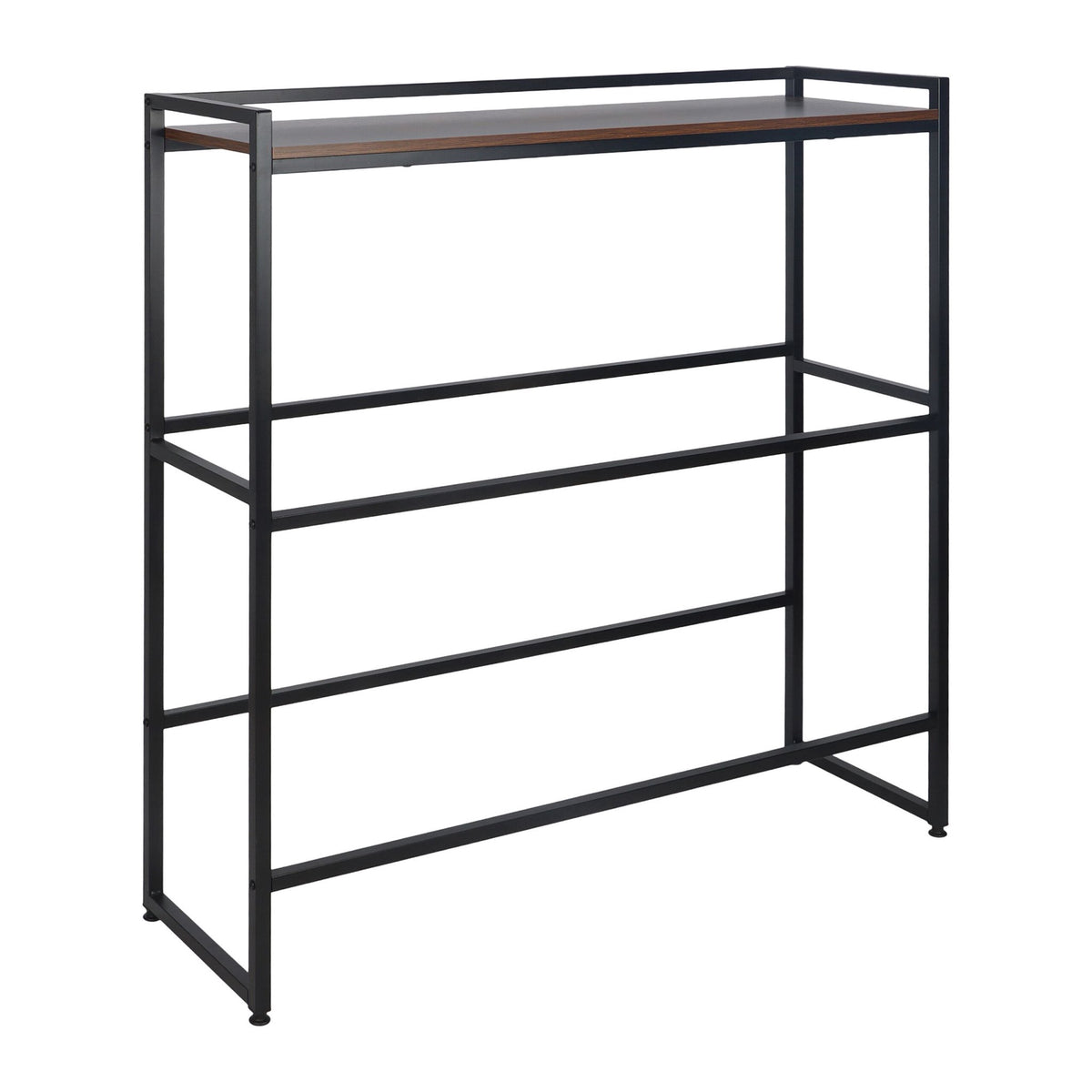 Industrial Drink Crate Rack, 2-Tier, Metal & MDF, Black/Brown