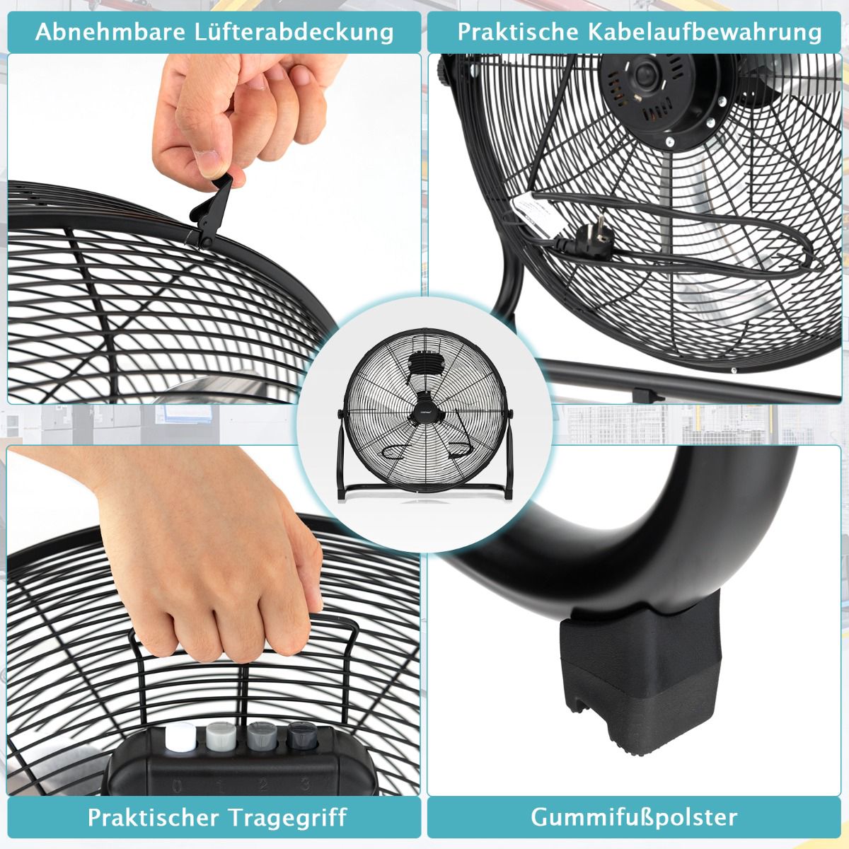 Industrial Floor Fan 20-Inch, 3-Speed, 145 Tilt