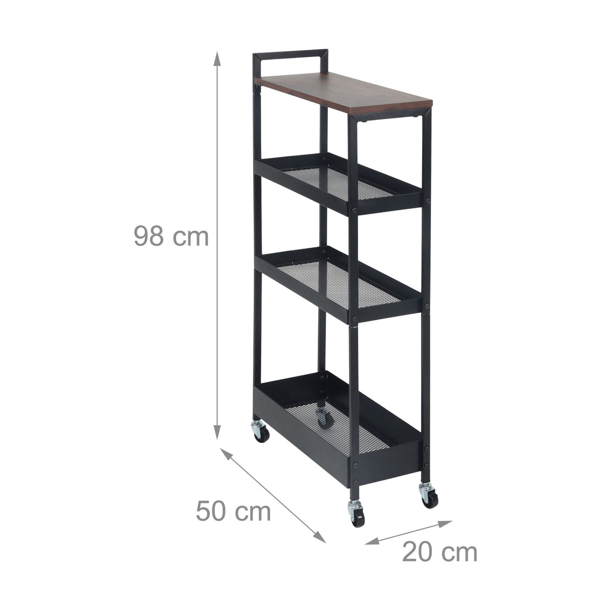 Industrial Rolling Trolley with Wire Baskets and Shelves