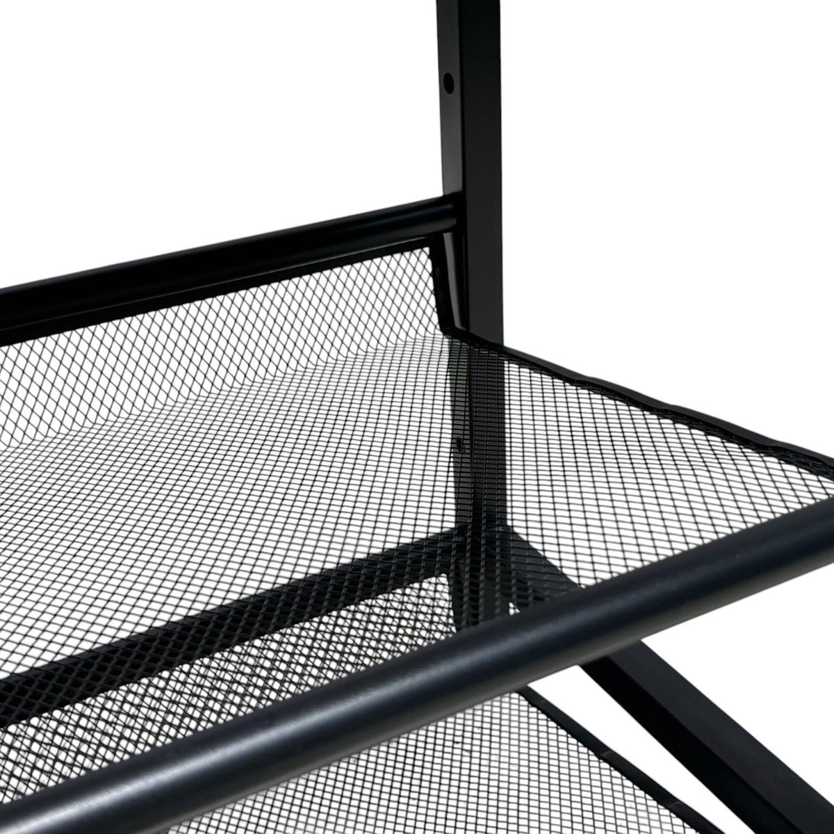Industrial Shoe Rack – Iron Shelves, Wood-Effect Top