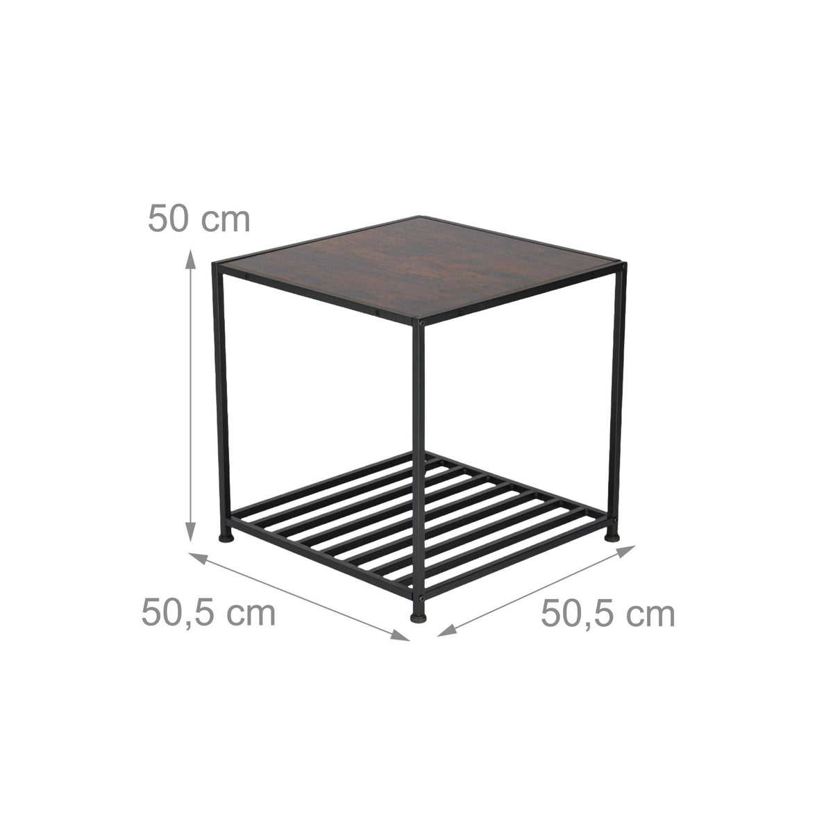 Industrial Square Side Table with Mesh Shelf