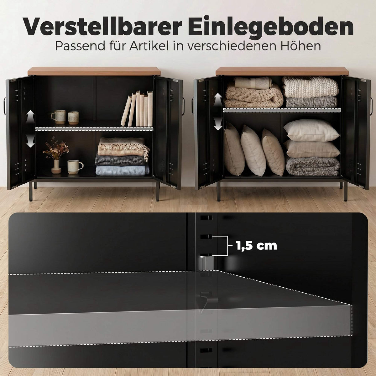 Industrial Steel Sideboard, 80x40x80 cm, Black
