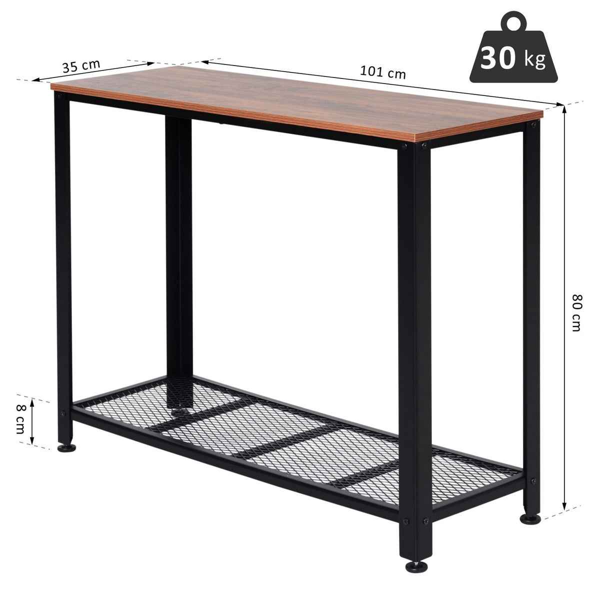 Industrial Style Console Table Sideboard Side Table With Grid Shelf Metal 101 X 35 X 80 Cm