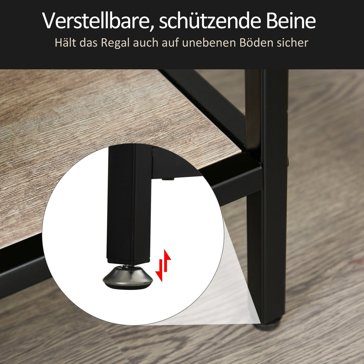 Industrial Style Standing Bookshelf, Filing Shelf, Black+Light Oak, 120X32X95Cm