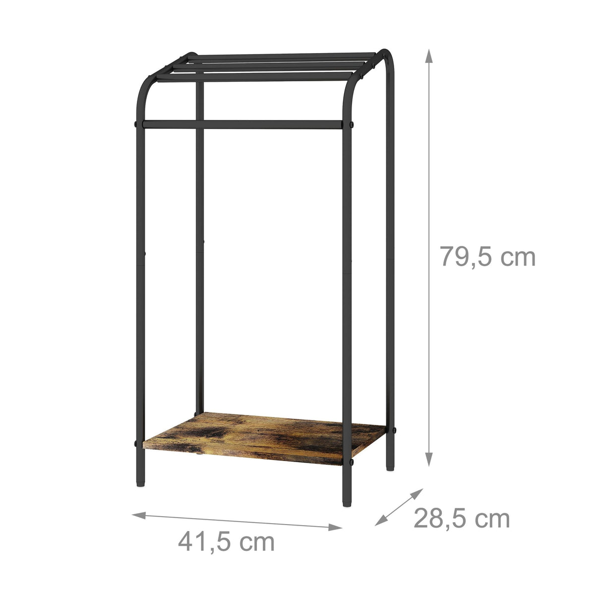 Industrial Towel Stand with Shelf – Black Metal & Wood