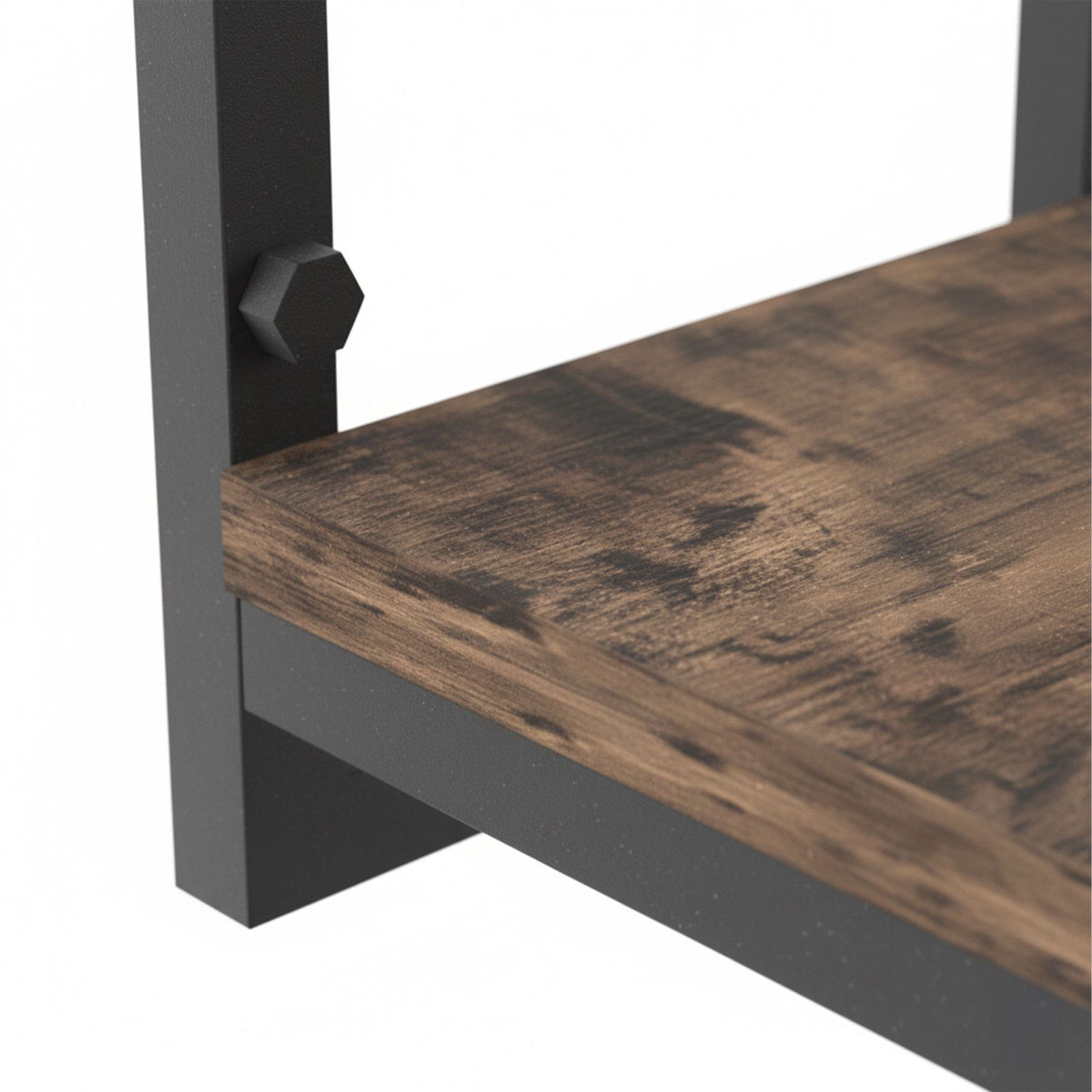 Industrial Wall Shelf, Metal and Wood, Floating Design
