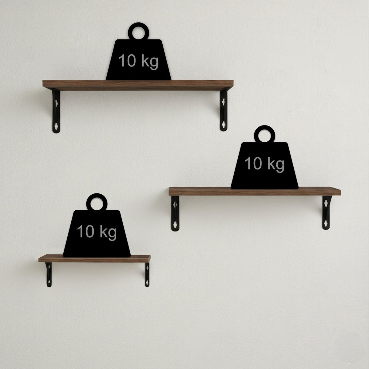 Industrial Wall Shelf Set – 3 Sizes, Wood & Steel