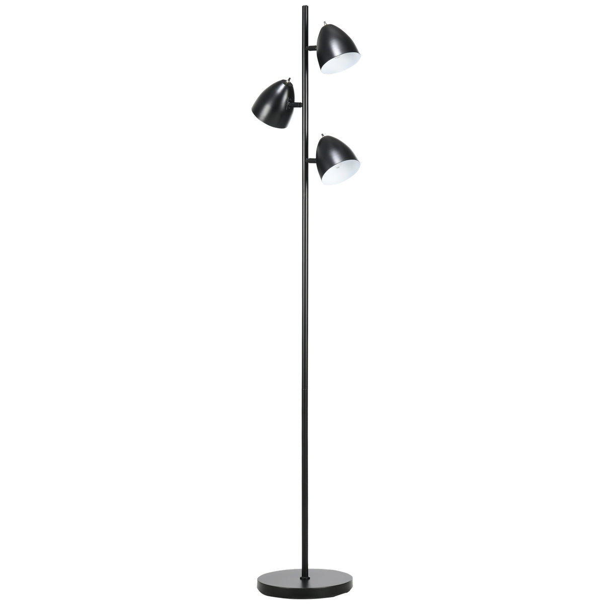 Industrial style floor lamp for the living room with 3 adjustable steel metal lampshades 38 x 28 x 169 cm Black
