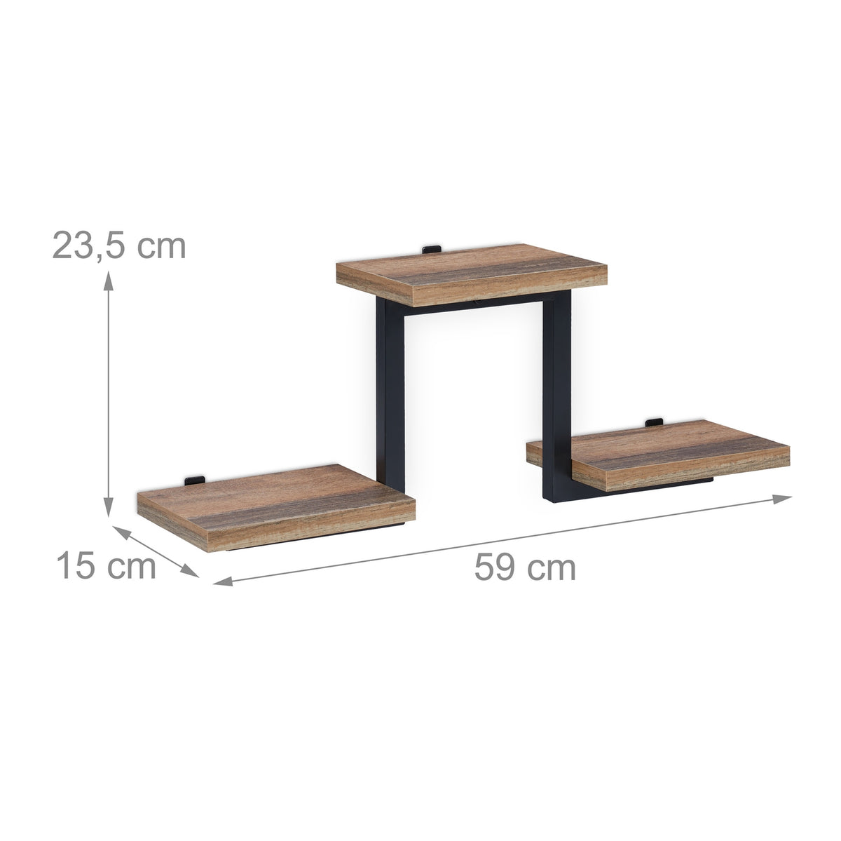 Industrial wall shelf with 3 shelves