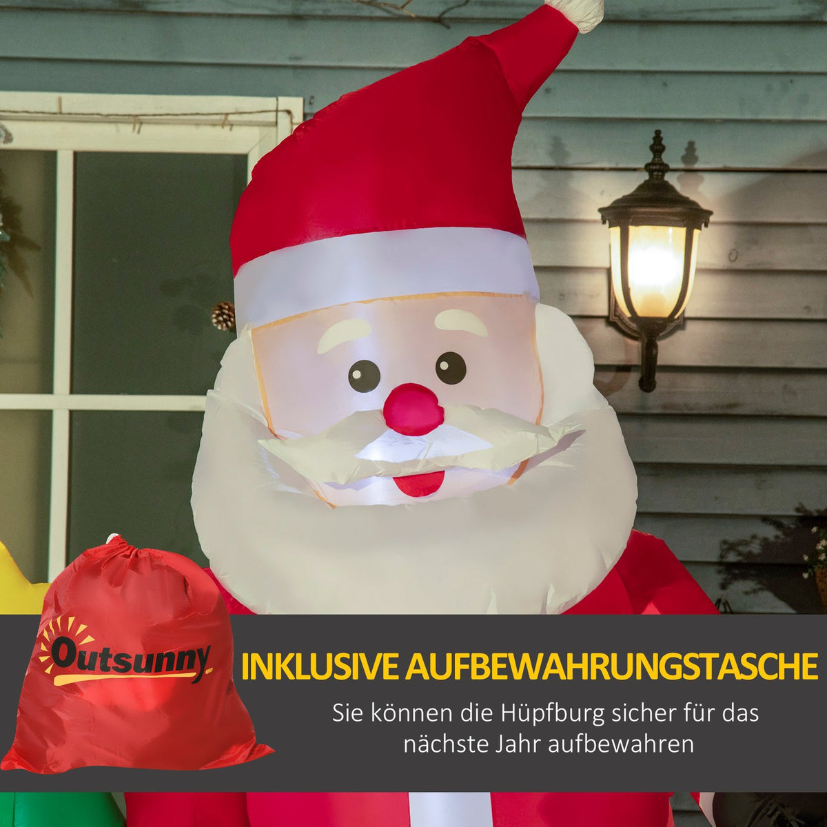 Inflatable 210Cm Santa Claus With Christmas Tree Led Self-Inflating Waterproof Christmas Decoration Christmas Lights