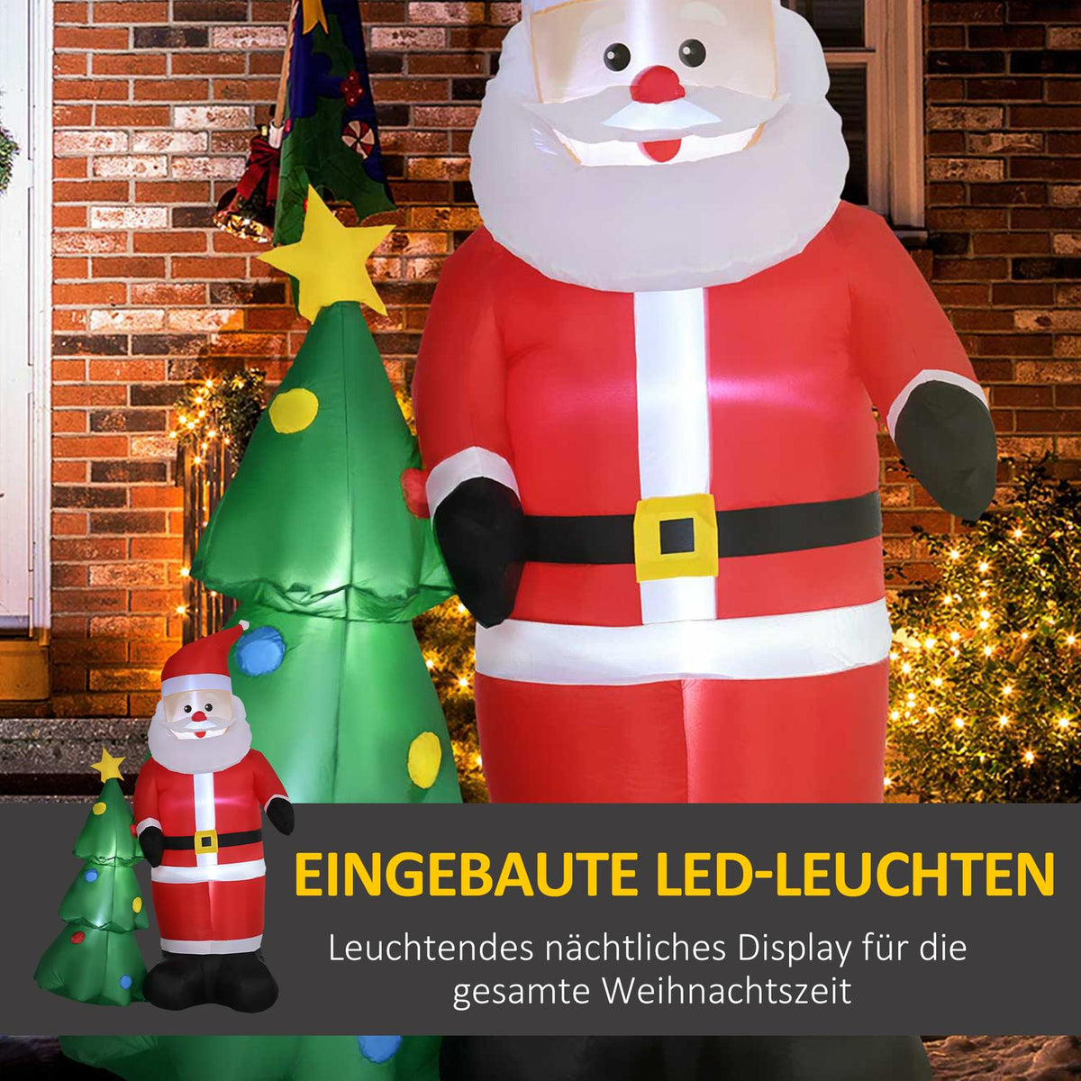 Inflatable 210Cm Santa Claus With Christmas Tree Led Self-Inflating Waterproof Christmas Decoration Christmas Lights