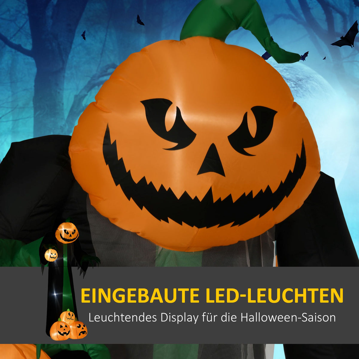 Inflatable 2.4m LED Pumpkin Ghost for Outdoor Halloween Decor