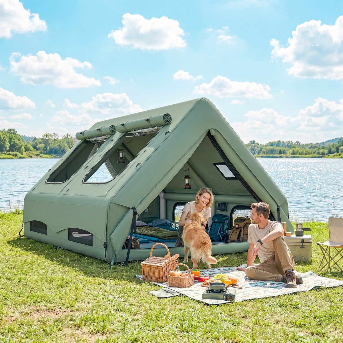 Inflatable 4-Season Tent for 8-10 People, Waterproof
