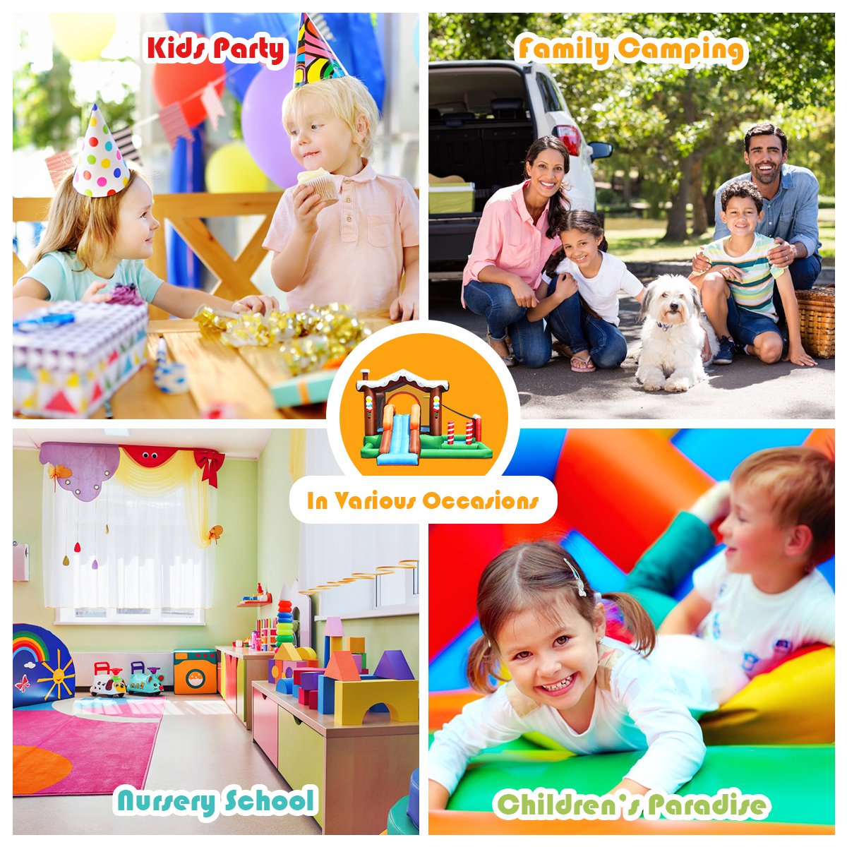 Inflatable Bounce House With Slide, Climber, No Blower