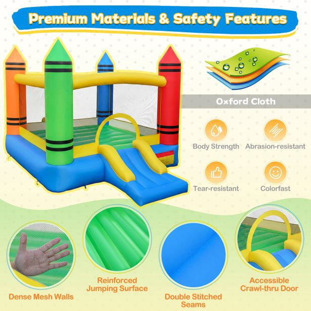 Inflatable Bounce House With Slide, Crayon Theme