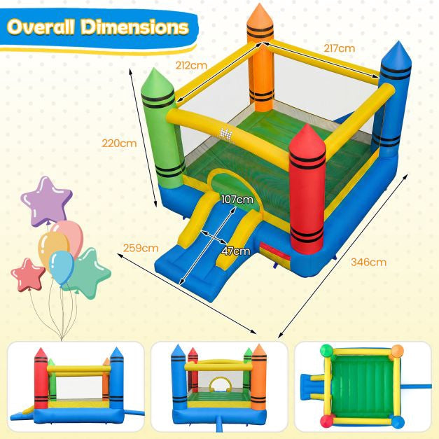 Inflatable Bounce House With Slide, Crayon Theme