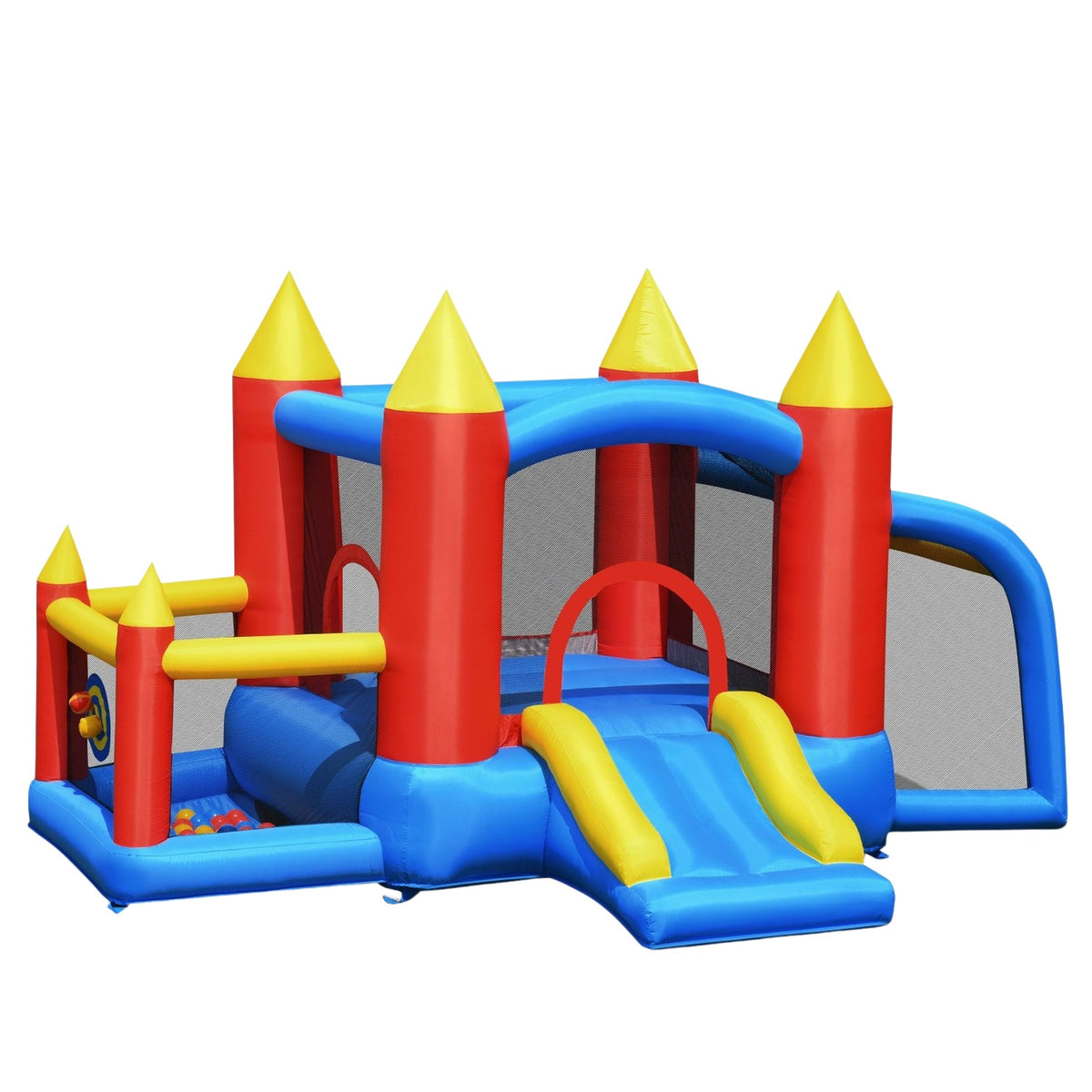 Inflatable Bouncy Castle +450W Blower with Slide Ocean Balls 350 x 275 x 196 cm Colorful