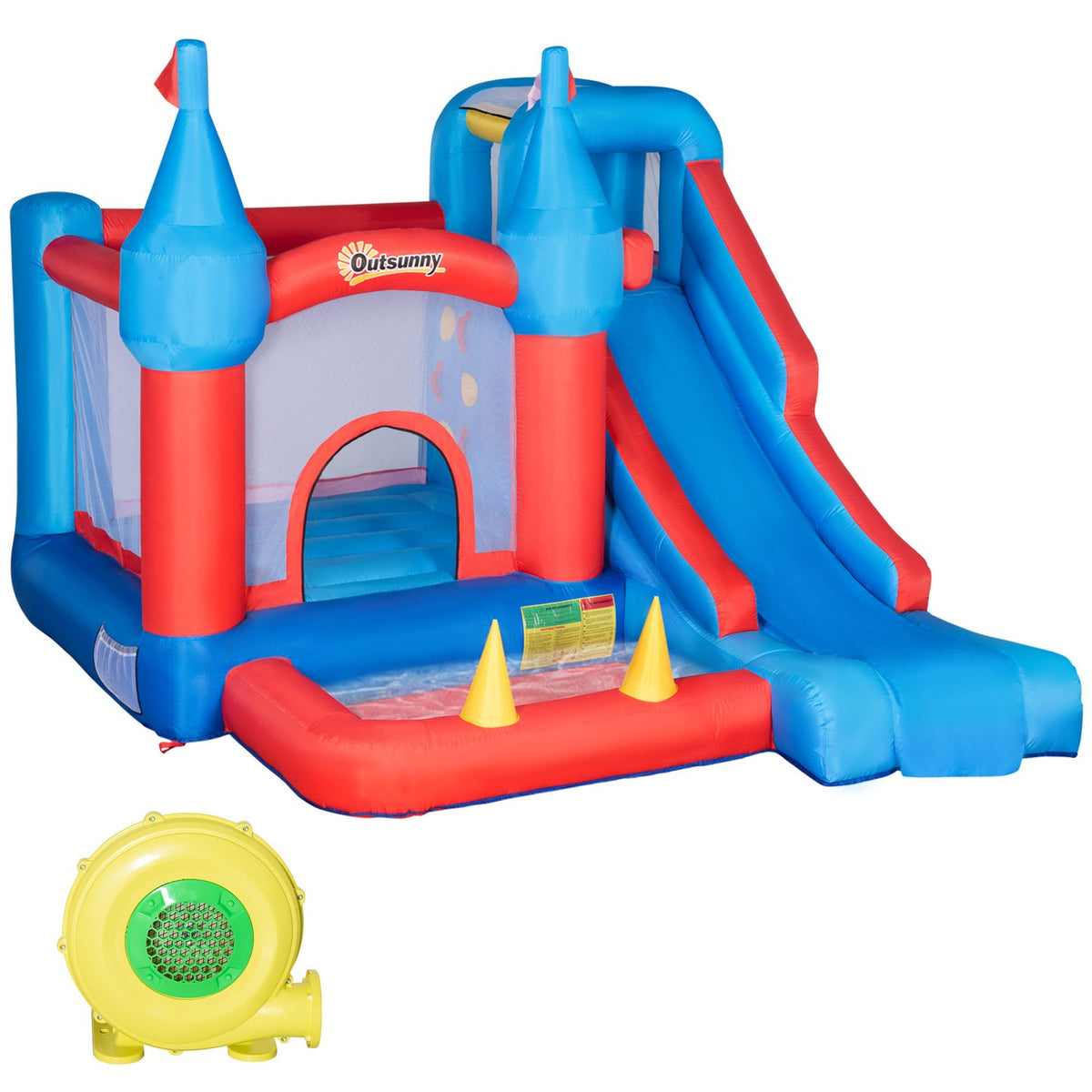 Inflatable Bouncy Castle For 4 Kids Water Bouncy Castle With Blower, Slide, Pool, Climbing Wall, Trampoline, For 3-8 Years