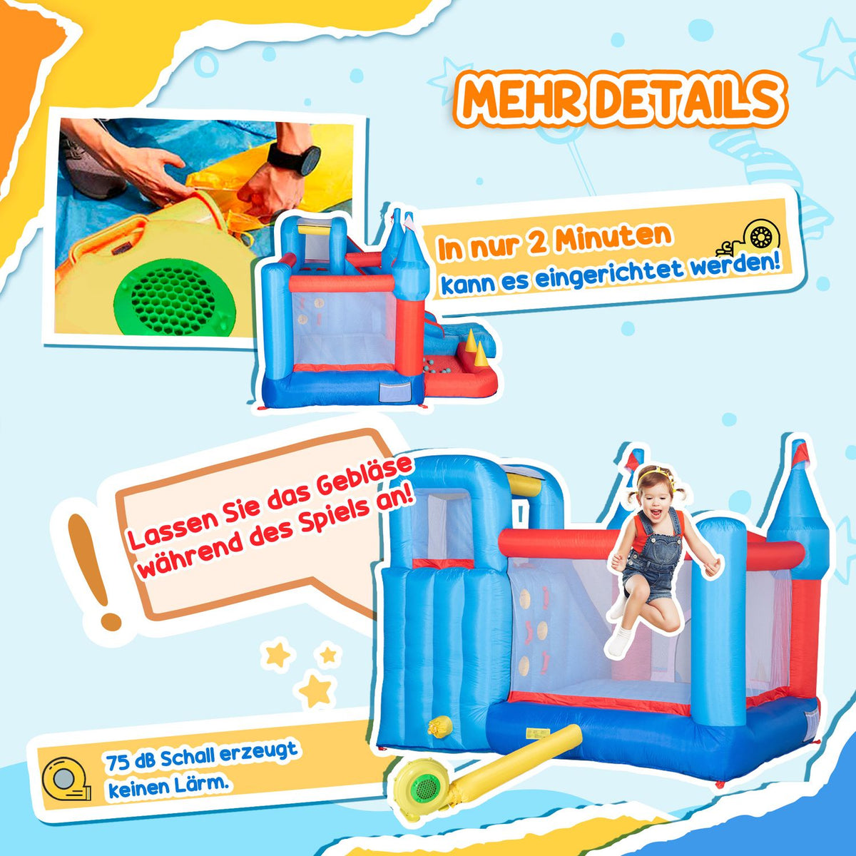 Inflatable Bouncy Castle For 4 Kids Water Bouncy Castle With Blower, Slide, Pool, Climbing Wall, Trampoline, For 3-8 Years